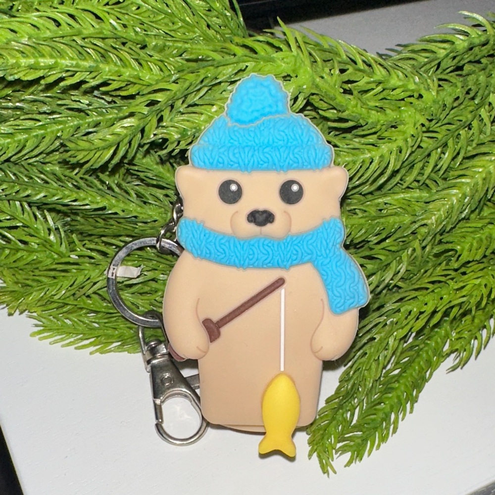 NWOT Rare Cute Winter Bear Keychain with Blue Hat and Scarf